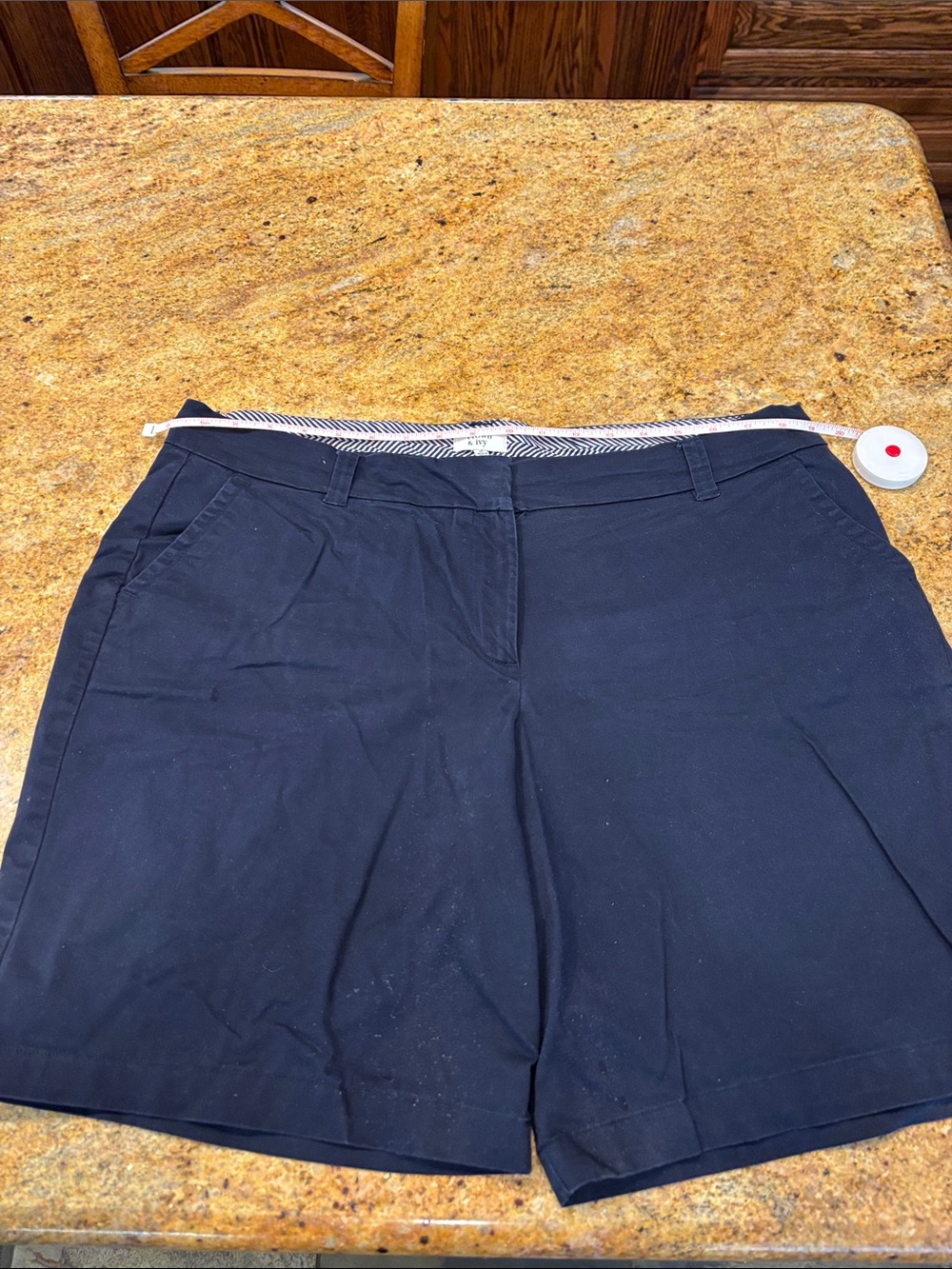 crown & ivy Navy Cotton Blend Bermuda Shorts